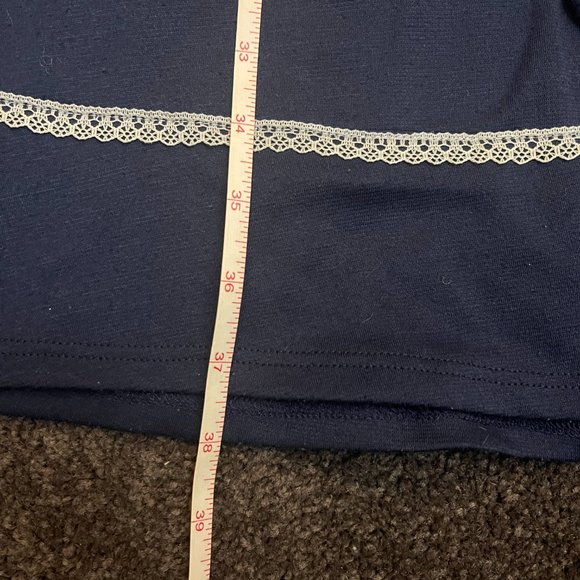 **SOLD** Navy Blue & White Lace Fit & Flare A-line Dress Pinup Retro sz Large - Picture 8 of 8